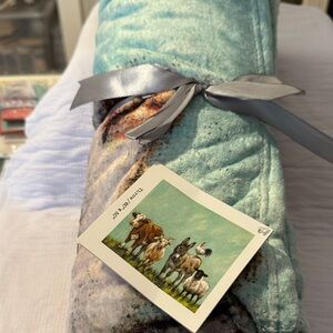 Primitives by Kathy Farm Animal Blanket - Blue and Brown